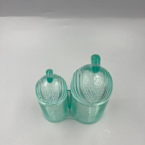 Vintage Duo Swan Makeup Bathroom Organizers Acrylic Light Blue MCM Art Deco - Picture 8 of 12